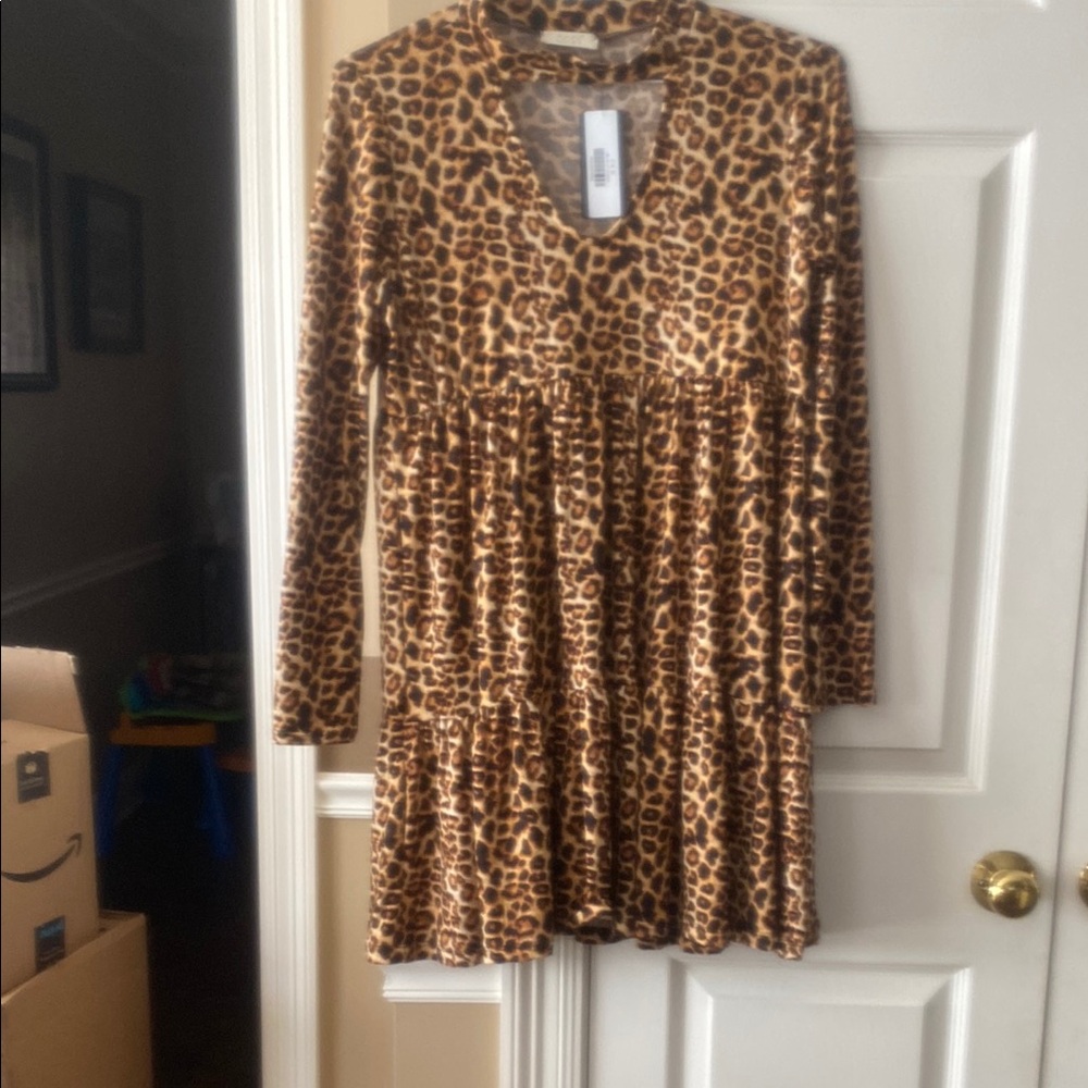 Leopard Print Long Sleeve Dress